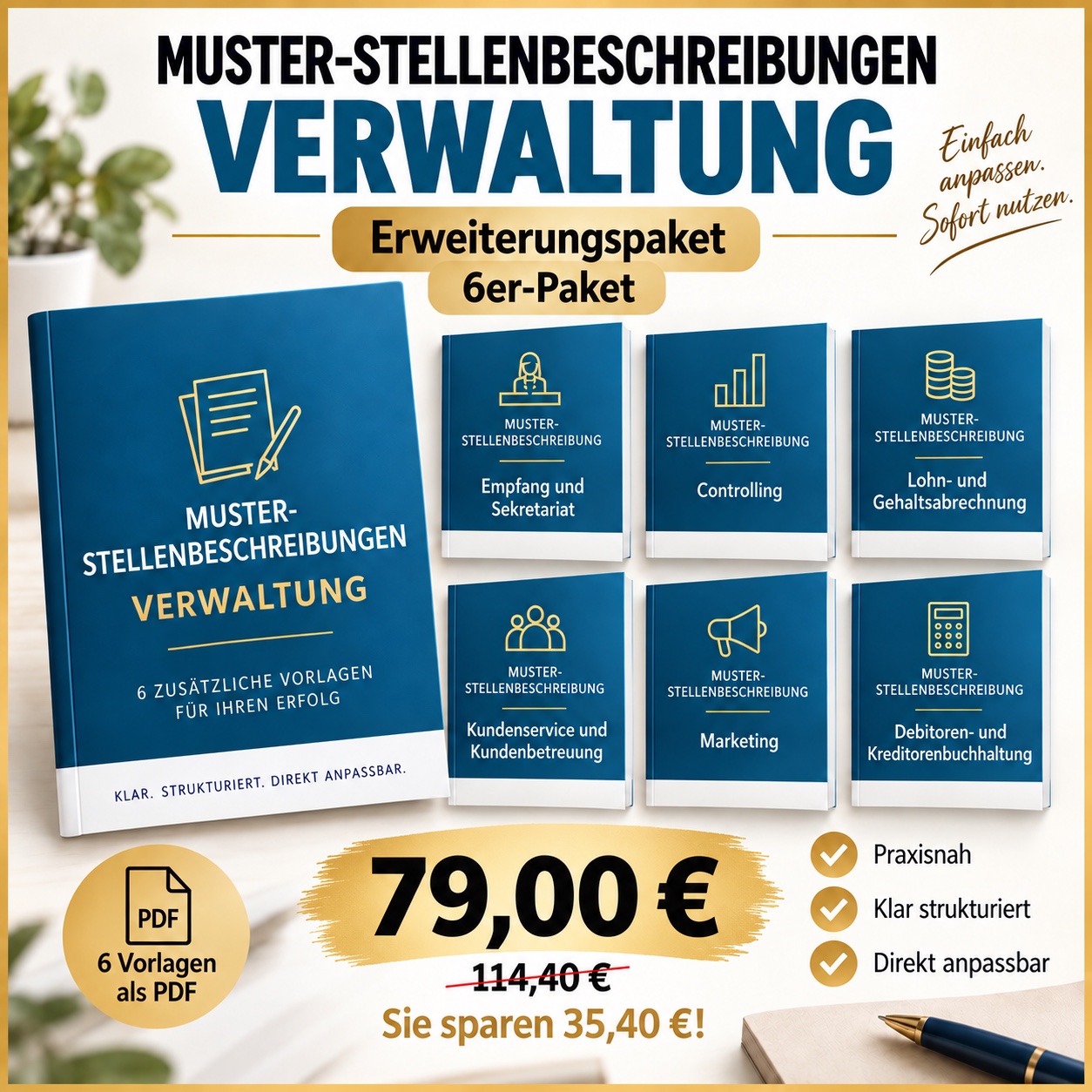 6er-Erweiterungspaket Verwaltung mit sechs Muster-Stellenbeschreibungen